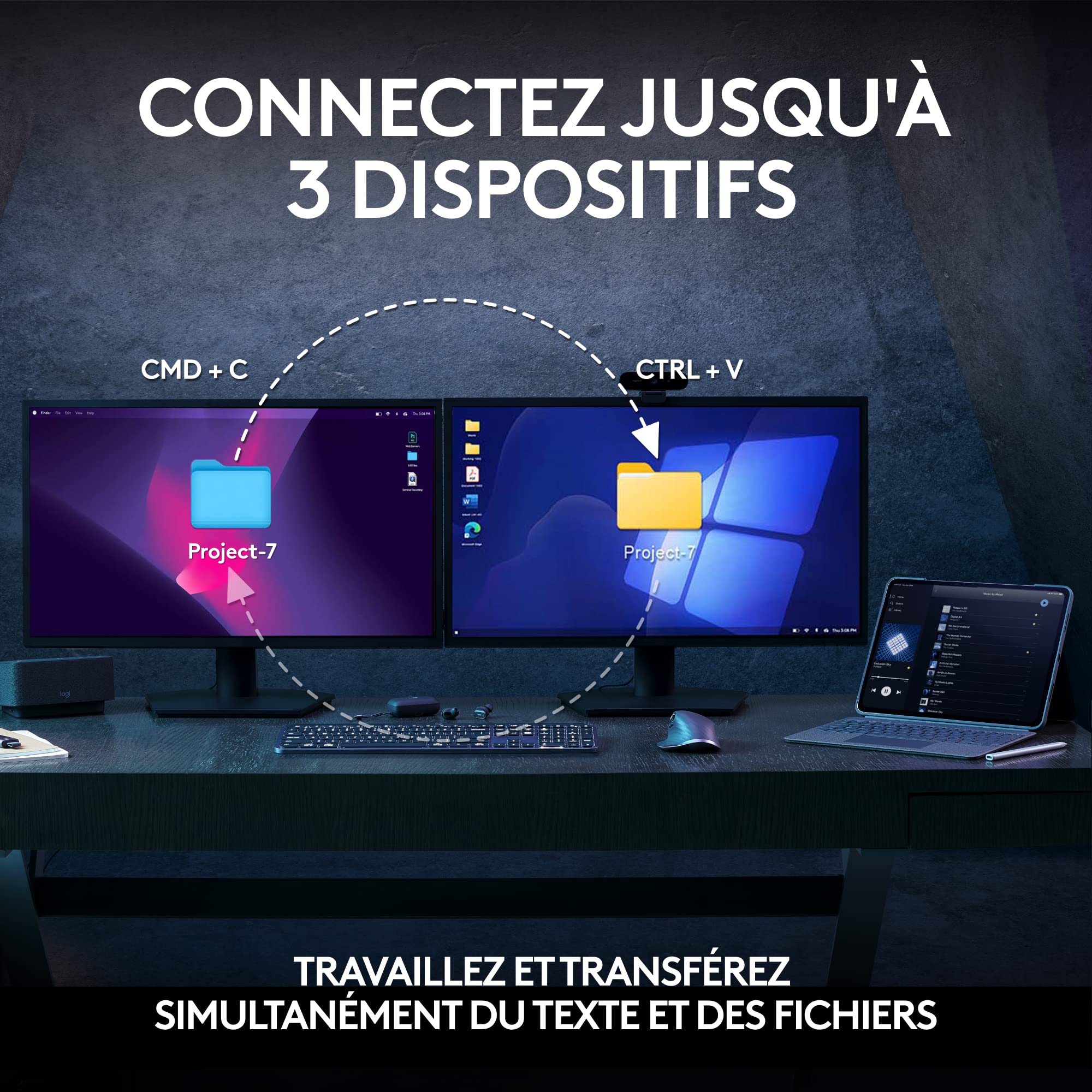 Logitech MX Keys S Combo - Tastiera e Mouse Wireless con Palm Rest | Illuminazione personalizzabile, Scorrimento veloce, Bluetooth, USB C, Windows, Linux, Chrome, Mac, ITA QWERTY - Grafite