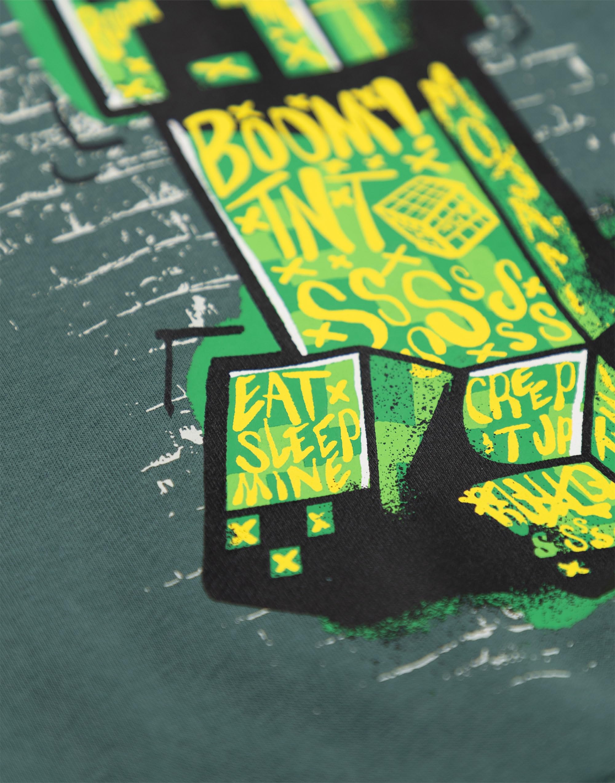 Minecraft Ensemble unisexe enfant Creeper sweat-shirt et jogging vert foncé | Manches longues et col rond avec motif « Boom ! » | Vêtements d'intérieur streetwear pour jouer | Produits dérivés