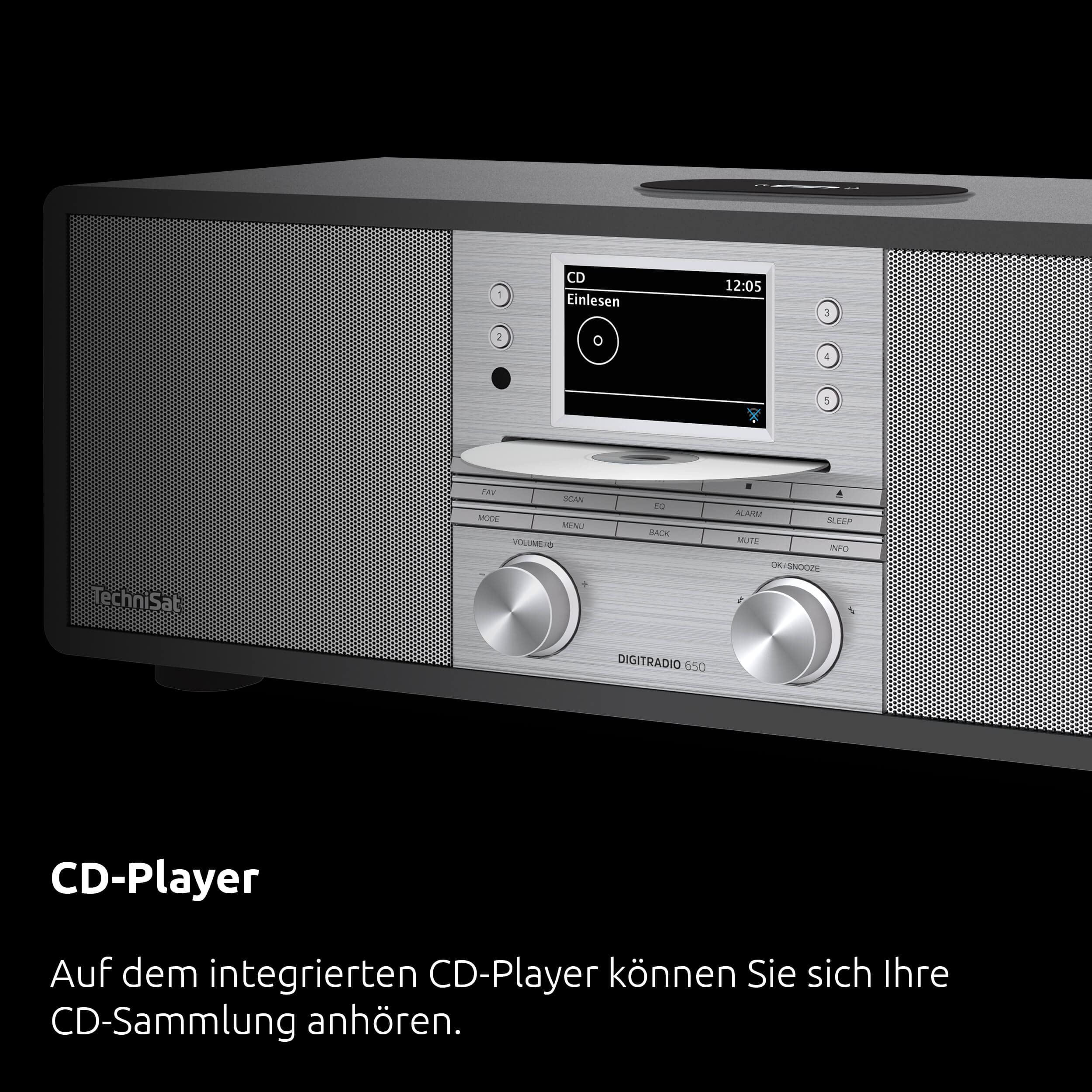 Technisat DIGITRADIO 650 - Kompaktanlage mit 70 Watt 2.1 Lautsprecher-System (Musik-Anlage mit Internetradio, DAB+, UKW, CD-Player, Bluetooth, App-Steuerung, Qi Ladestation, Spotify & Amazon Music)