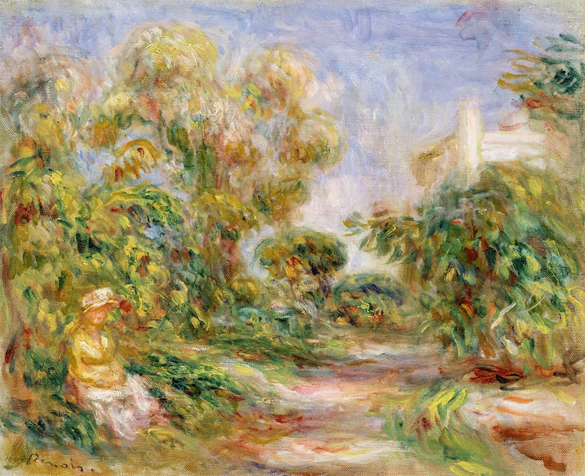 POSTERIIk Vintage Classic Picture Landscape Artwork Woman in a Landscape by Pierre Auguste Renoir Portrait Canvas Painting for Office Home Decor 60x90cm