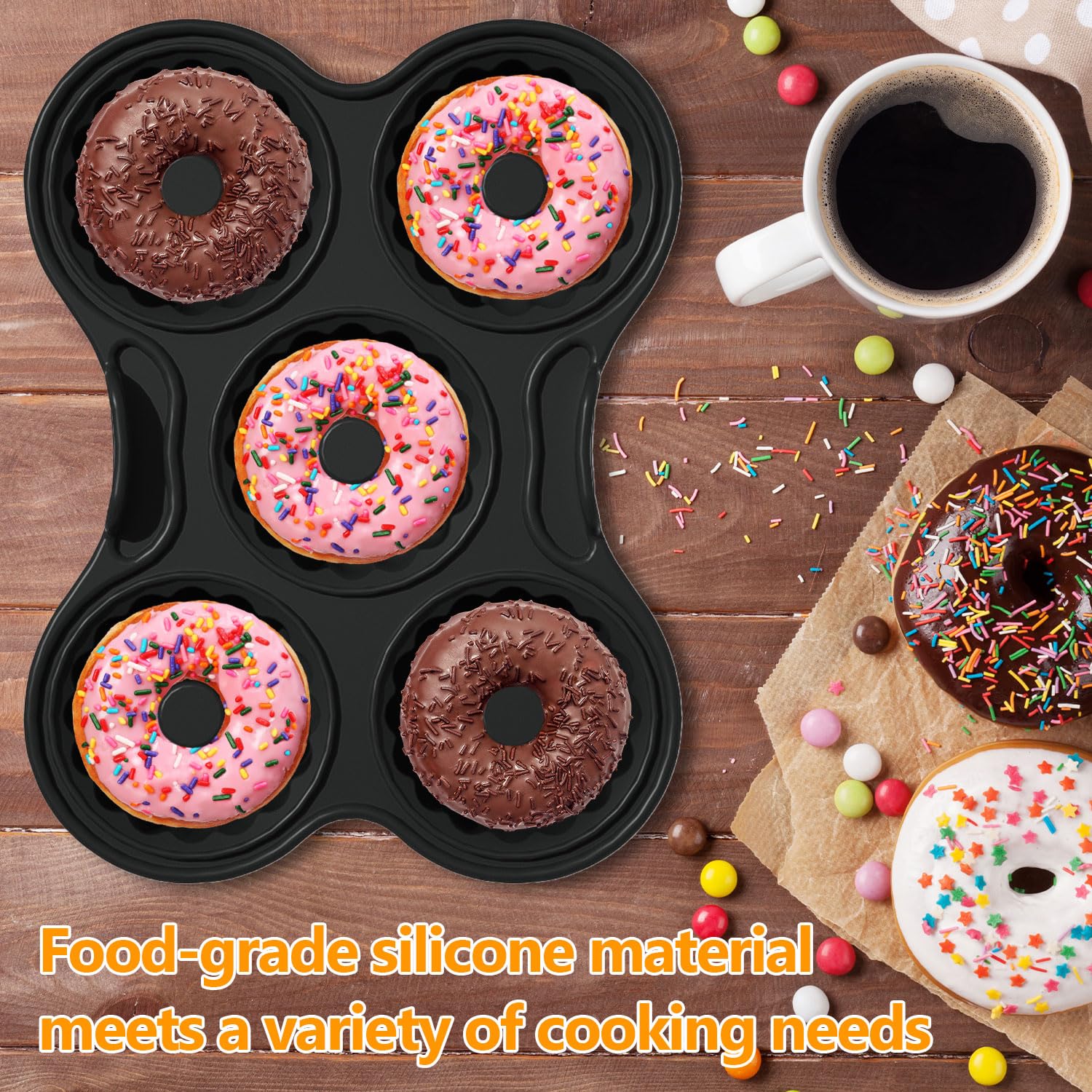 2 Stück Ninja Heißluftfritteuse Zubehör – Silikon Donut Backform, Kompatibel mit Ninja AF300EU, AF400EU, AF451EU, SL400EU, AF500EU & anderen Dual Heißluftfritteuse & BPA-freies Airfryer-Zubehör