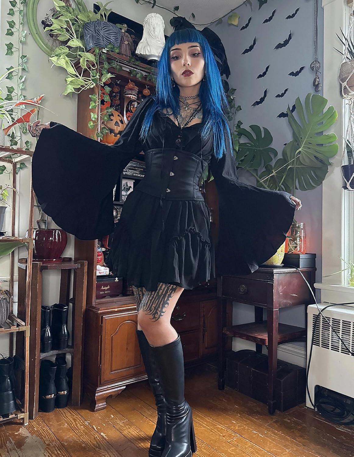 SCARLET DARKNESS Renaissance Shirt Women Peasant Blouse Bell Sleeve Off Shoulder Tops Pirate Costume - Image 5