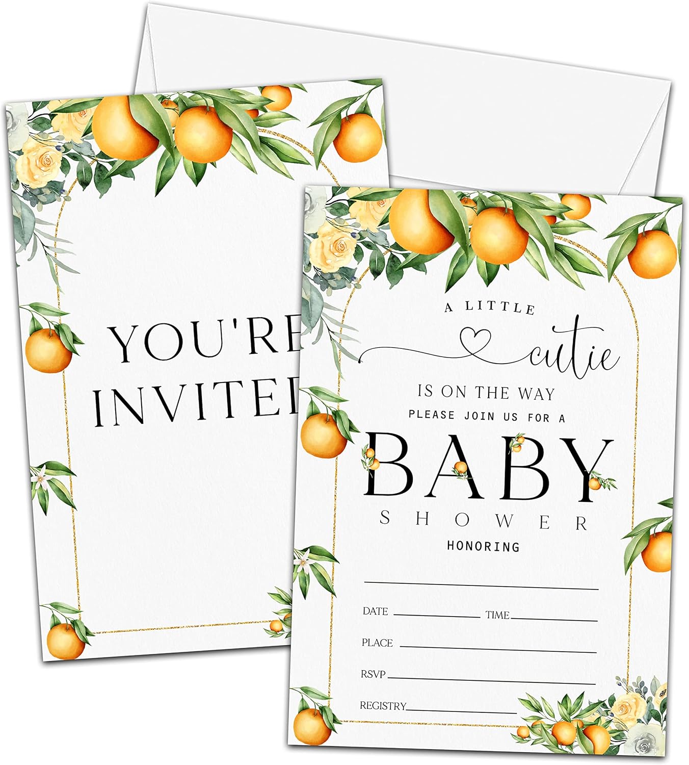 A Little Cutie Baby Shower Invitations Cards, Greenery