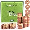 ecoKiwi Moth Repellent for Wardrobes Cedar Rings - 55 Pack - 100% Natural Cedar Balls - Anti Moth Products - Cedarwood Oil Moth Repellent for Rooms & Clothes - Moth Balls for Wardrobe with Sandpaper