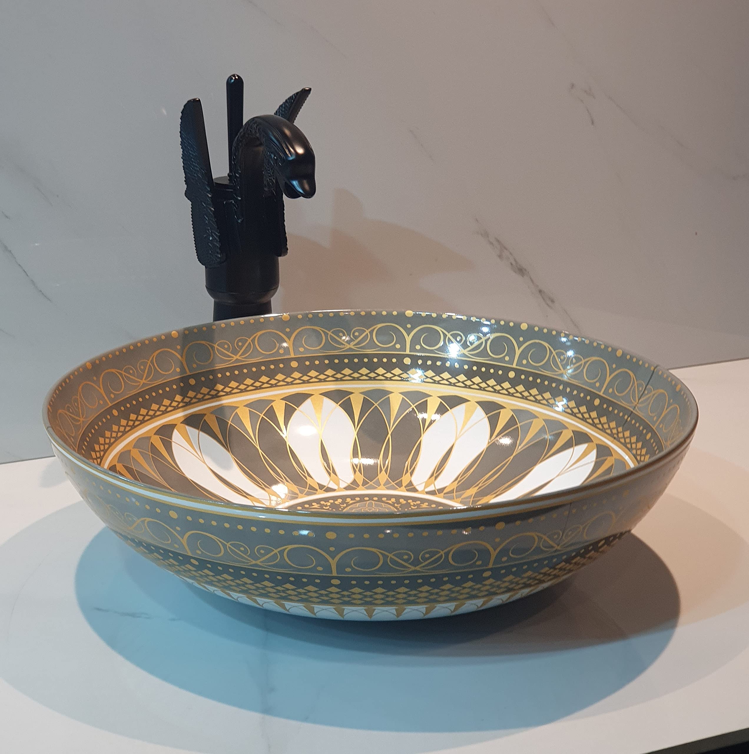 B Backline Ceramic Table Top Wash Basin/Counter Top Basin Sink/Wash Basin Art Basins For Bathrooms & Livingroom (Moroccan Design 4, 16 X 16 X 5 Inches) (B0B71KSYFZ) Amazon Price History, Amazon Price Tracker