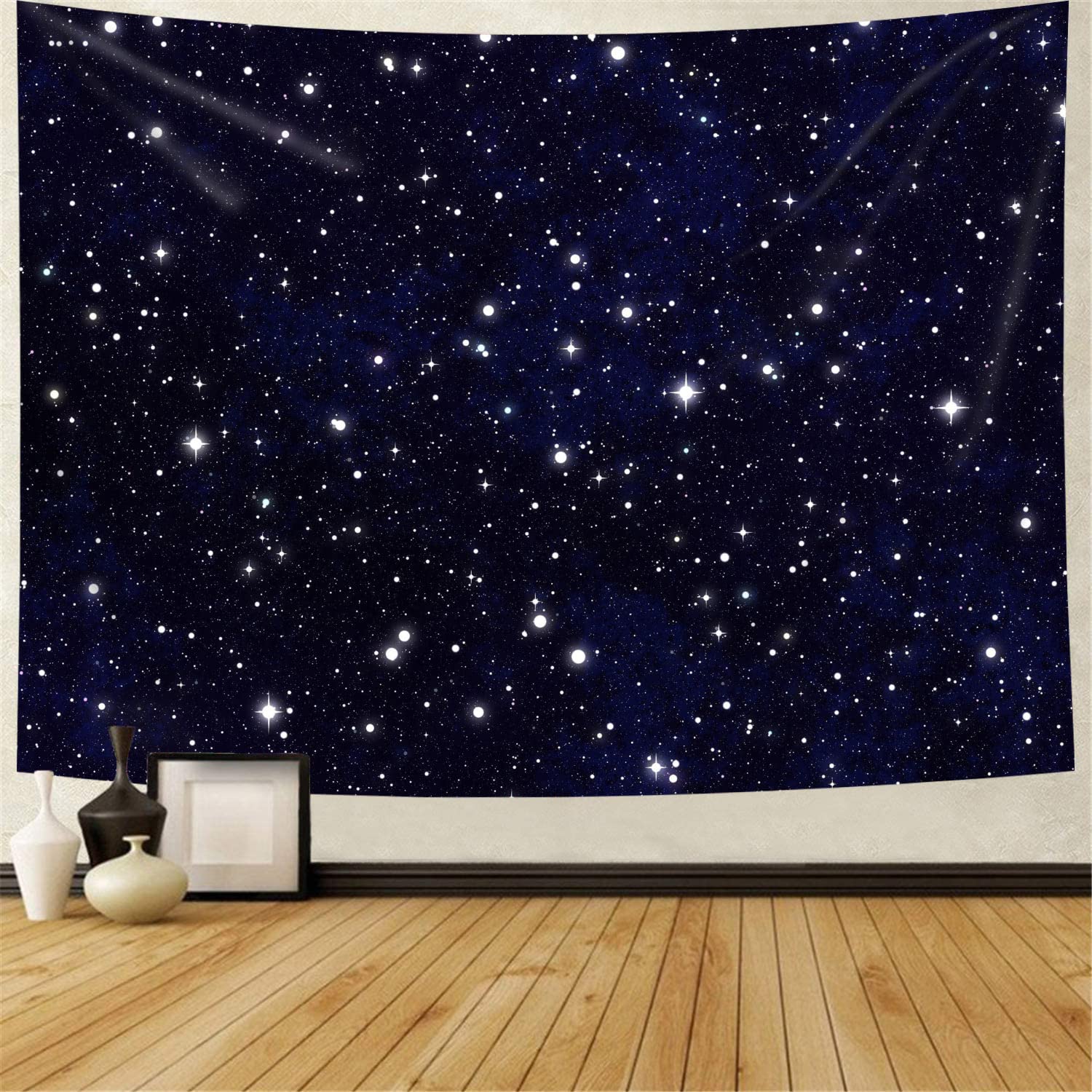 Simsant Galaxy Tapestry Blue Starry Sky Tapestry Universe Space backdrop Decorations Wall Hanging Psychedelic Mysterious Nebula Stars Covering for