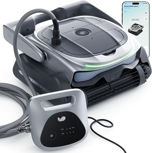 (2026 New) BUBLUE 800P Gen2 Robotic Pool Cleaner,Pool Vacuum for Inground Pools,Cleans Floor/Wall/Waterline/Shallow Area,Smart Navigation,App Control& Scheduling,for Pools up to 1,076 Sq.Ft Space Gray
