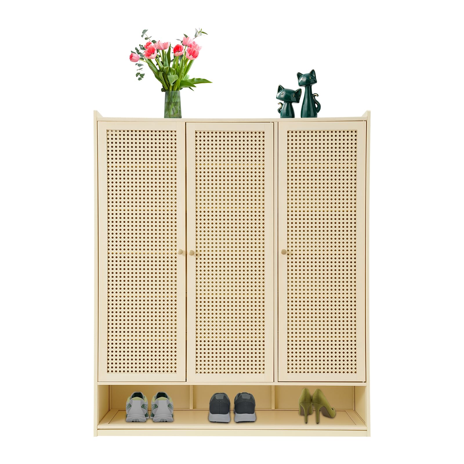 BYGOVICE 8-Tier Shoe Cabinet for Entryway, Shoe Storage Organizer, Shoe Shelf, Freestanding Cabinet with Door for Entryway, Hallway, Bedroom, Large Capacity