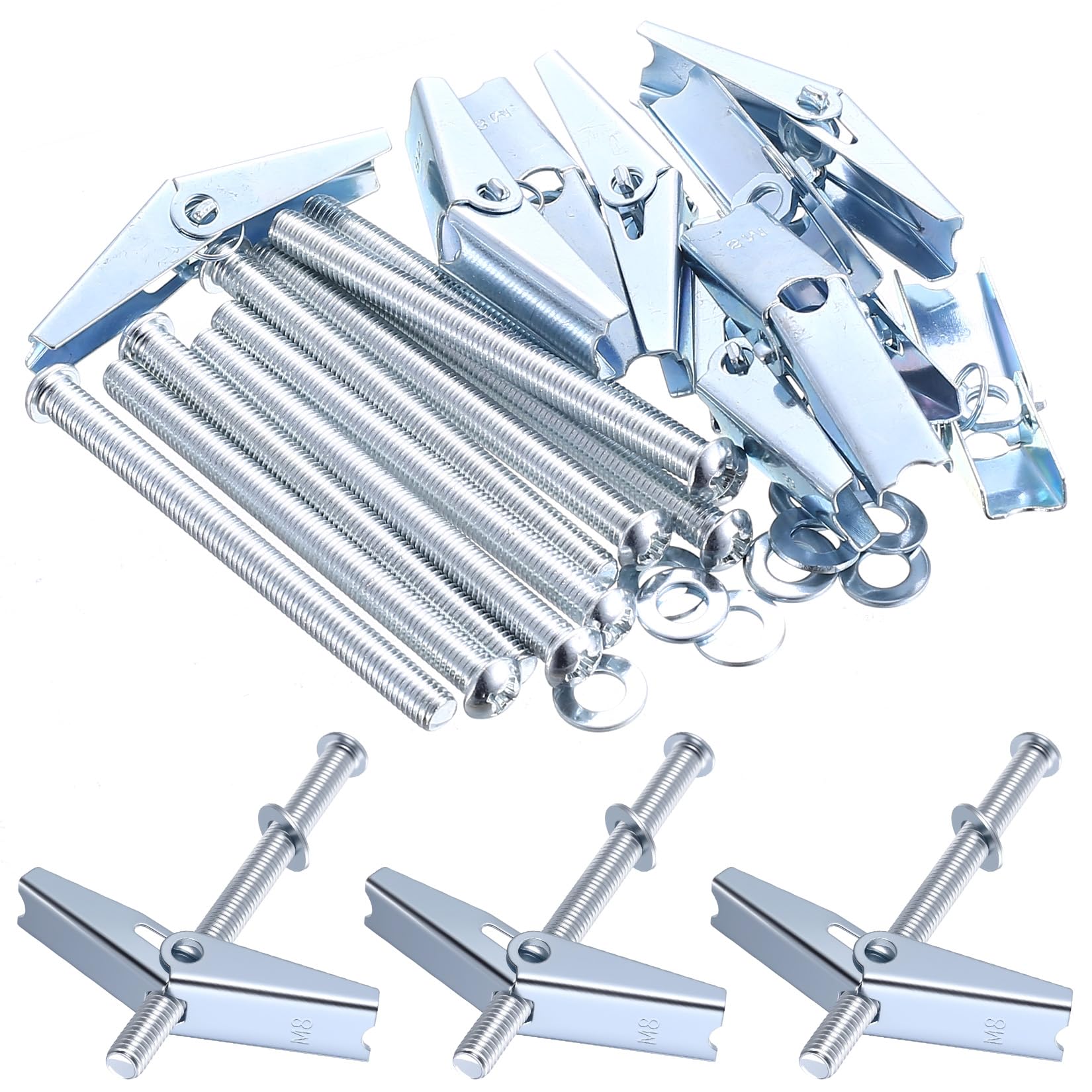 10-Pc M8 Plasterboard Spring Toggle Bolts & Drywall Screws (M8×100 mm)