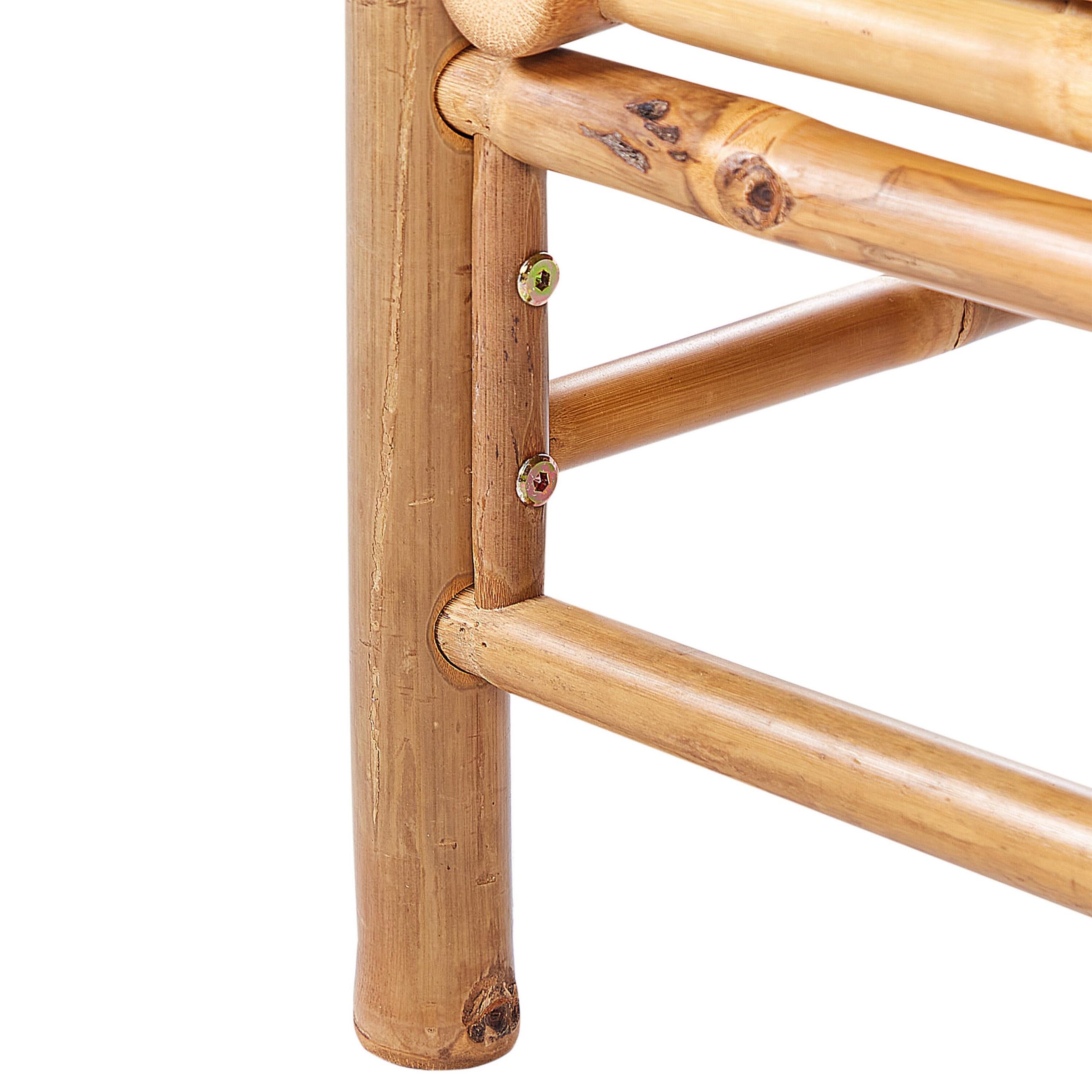 Fauteuil de Jardin d'angle en Bambou avec Coussin Extérieur sans Accoudoirs Blanc Cassé Cerreto