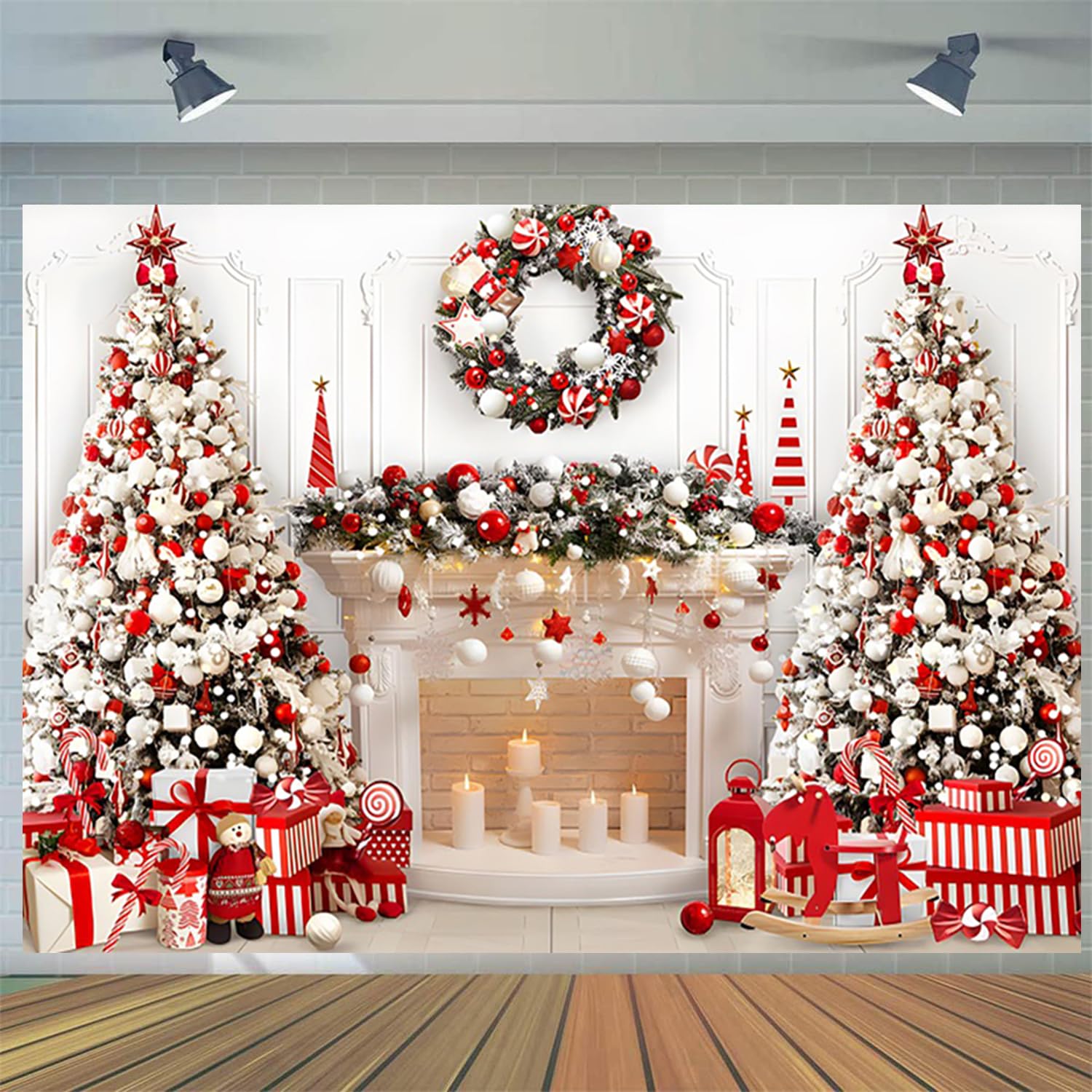 Winter Fotostudio 3x2m Weihnachts Foto Hintergrund - Kamin Baum Geschenke  Winter Motiv 3x2m Weihnachtskulisse, image size:1500x1500