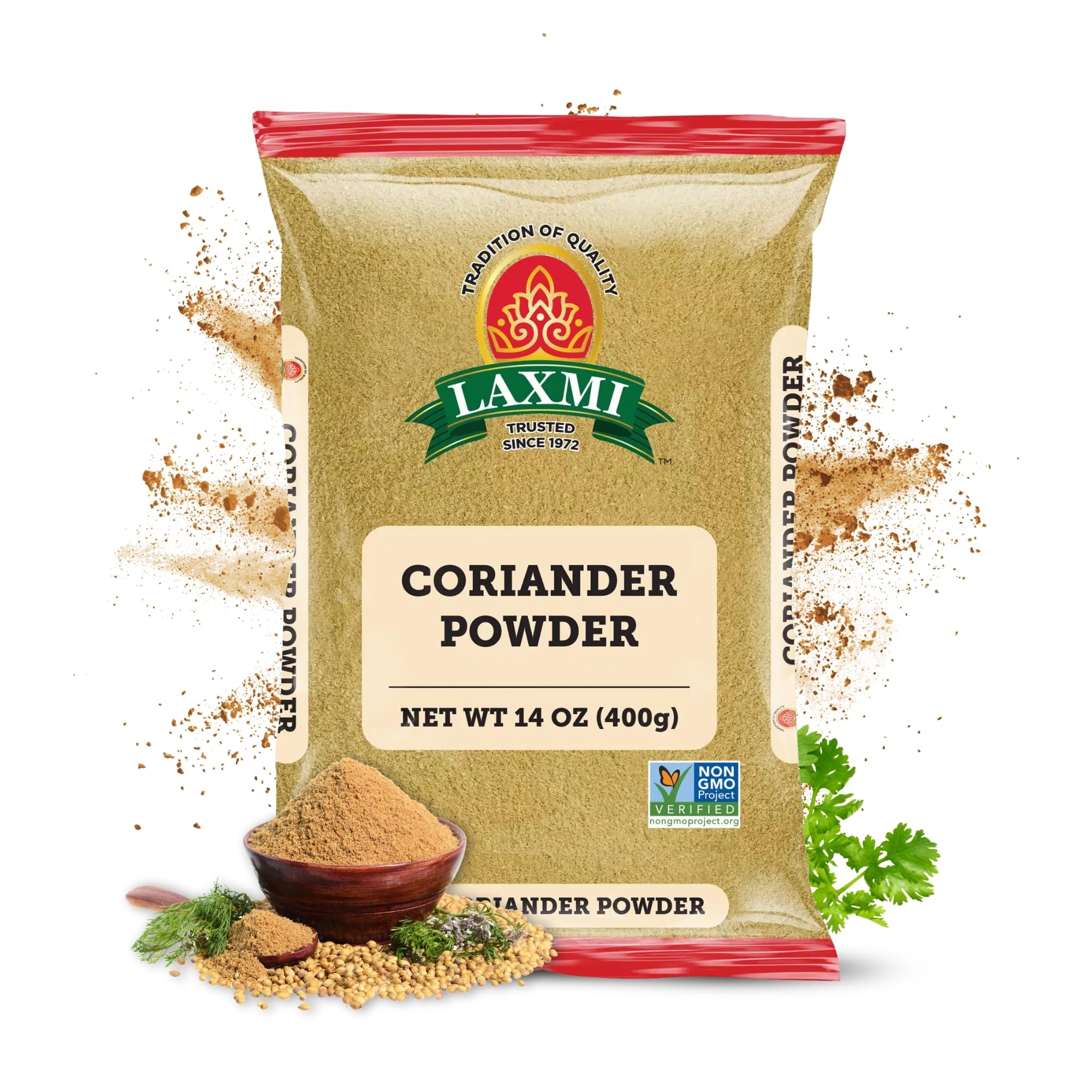 LAXMI Coriander Powder 14 Oz -Non-GMO - Free of Adulterations - Natural Ground Coriander - Premium Quality and High Value