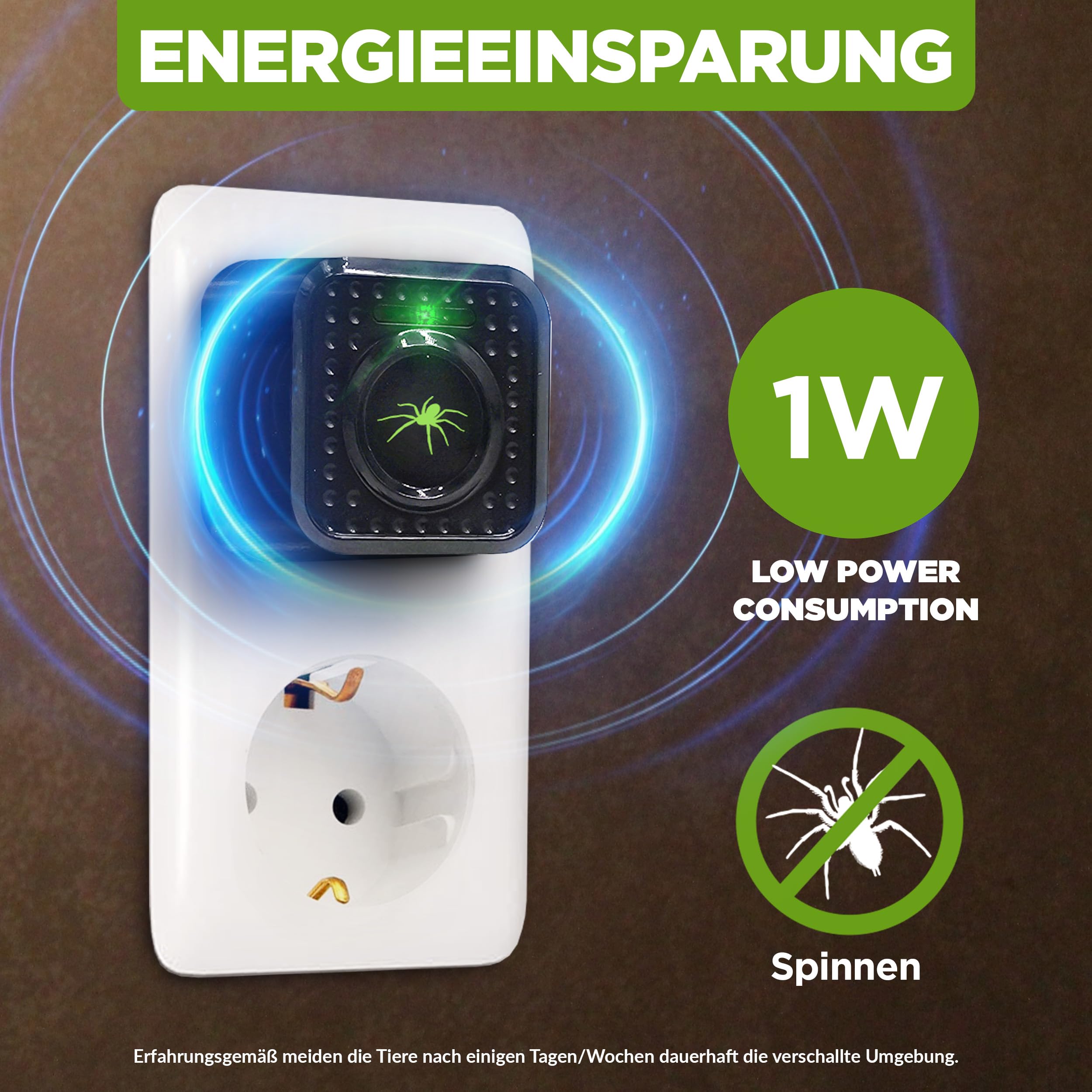 ISOTRONIC – Ultraschall Spinnenabwehr Stecker für Keller & Innenbereich – Spinnenvertreiber mit 30m² Wirkungsbereich (3 Stück)
