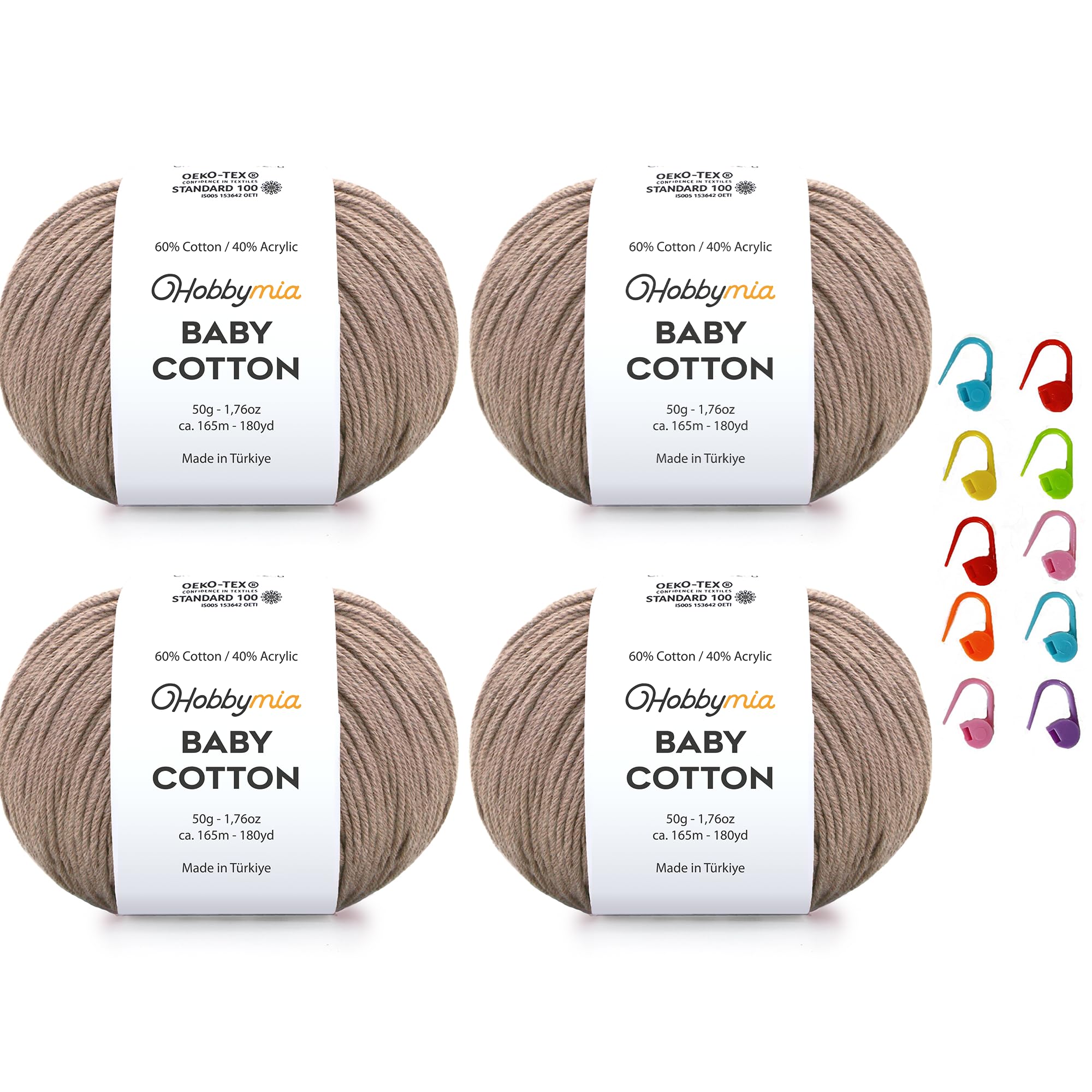 Baby Cotton Blend Yarn – Soft Sport Weight Yarn for Crochet & Amigurumi - 50g/180yds - 60% Cotton 40% Acrylic - Ideal for Baby & Knitting Proj.(Neon Green, 1 Ball) — view 144