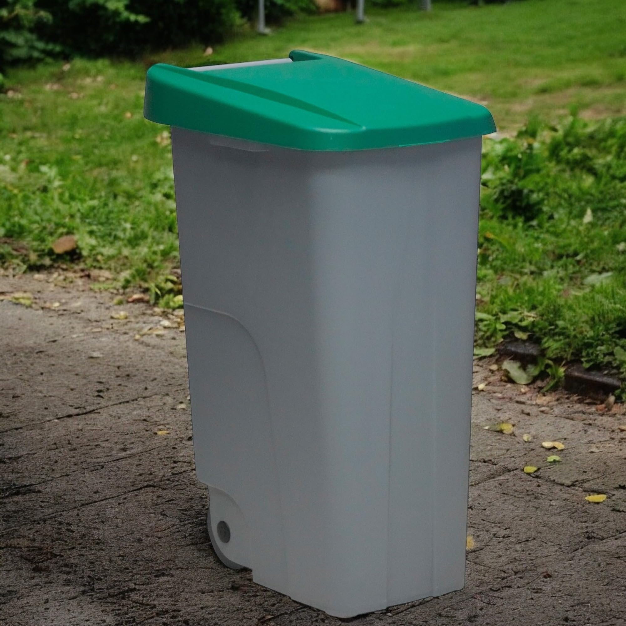 WELL HOME MOBILIARIO & DECORACIÓN Contenitore chiuso 85 l verde H.76 cm + rotolo 10 sacchetti della spazzatura 100 l