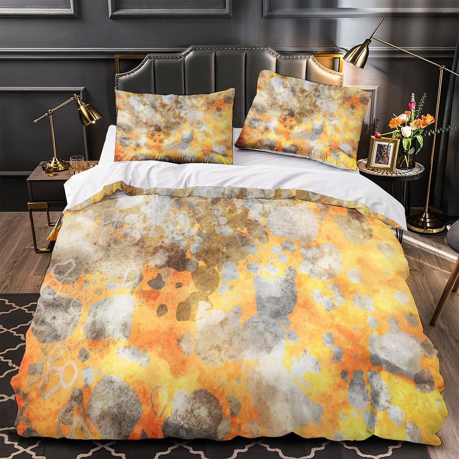 Art abstrait par éclaboussures parure de lit grand lit adulte design 3d