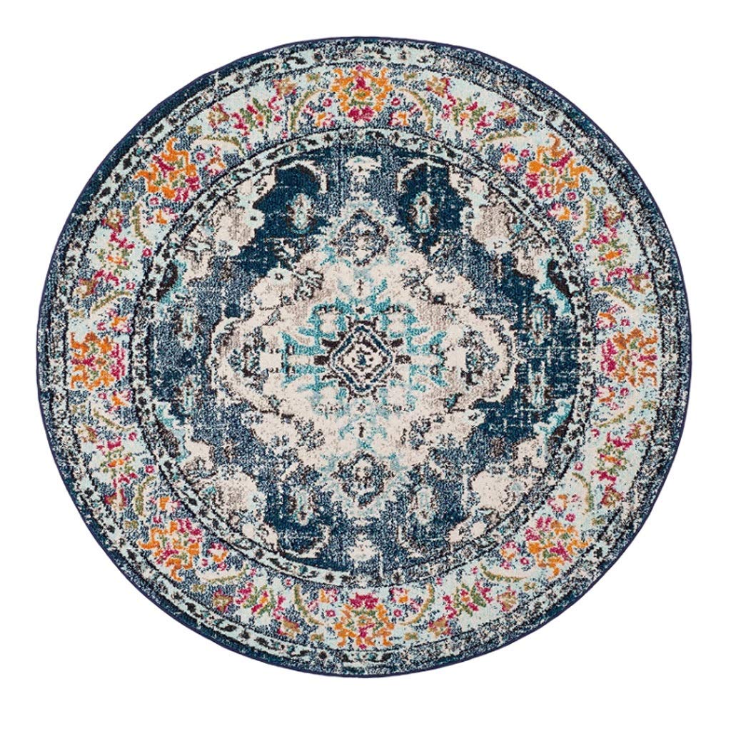 Tapis rond 5' bleu clair style bohème chic Monaco Collection