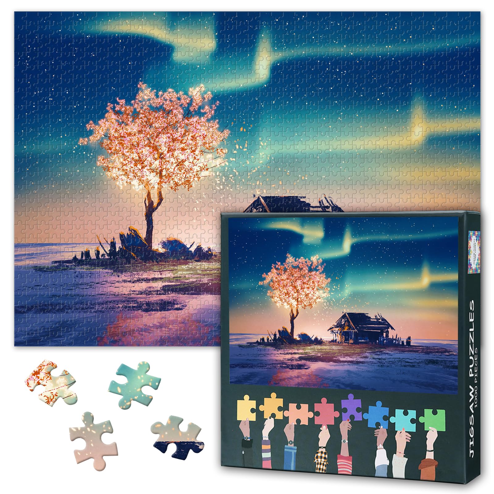 Jigsaw Puzzle - Nature Landscape Art, Puzzles for Adults 1000 Piece (Northern Lights Series), Challenging Jigsaw Puzzles for Adults 1000, Educational Games Home Decoration (27.5"x19.7")