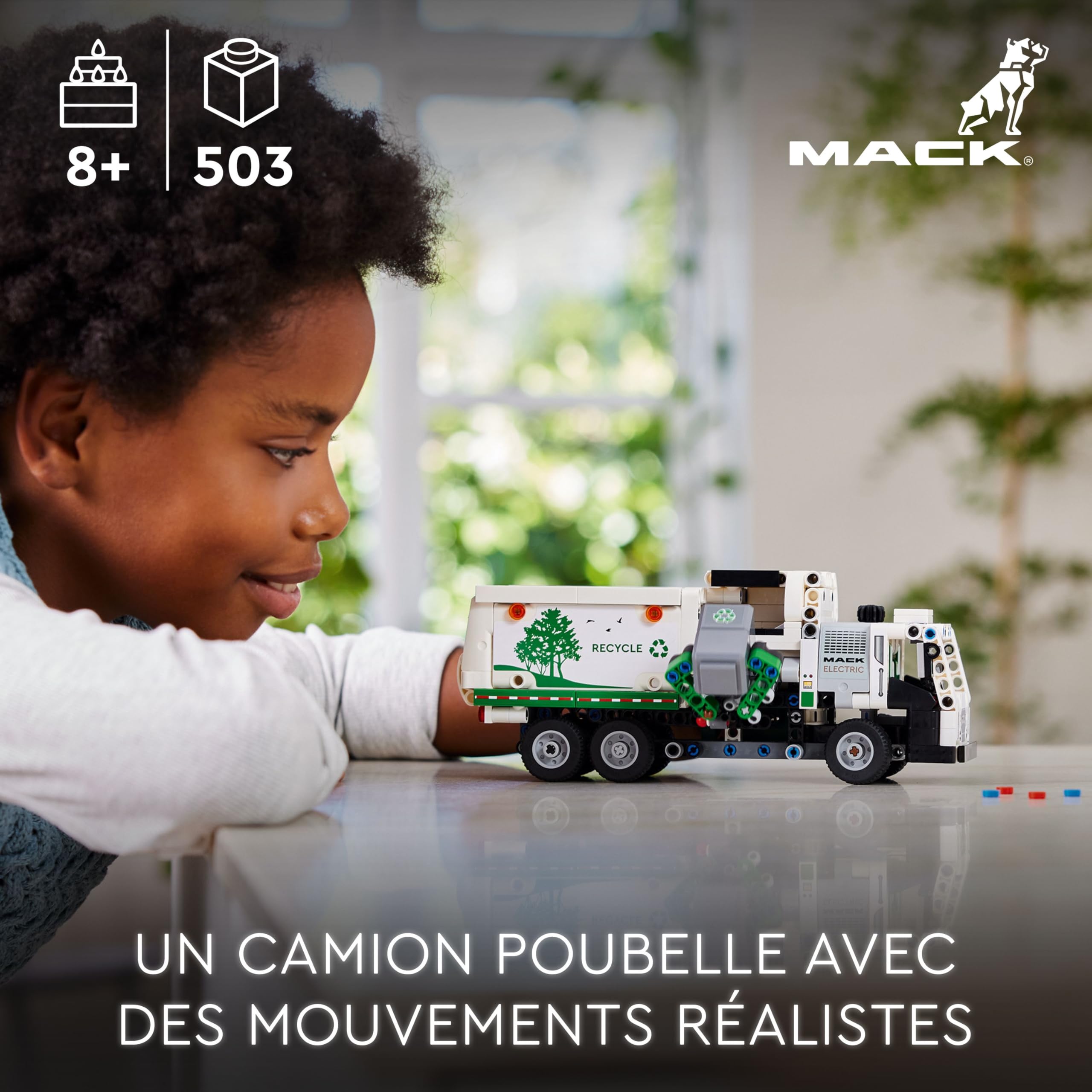 LEGO Technic Mack LR Electric Camion Poubelle, Jouet de Camion Électrique, Véhicule de Recyclage, Cadeau pour Garçons et Filles Dès 8 Ans, avec Accessoires 42167