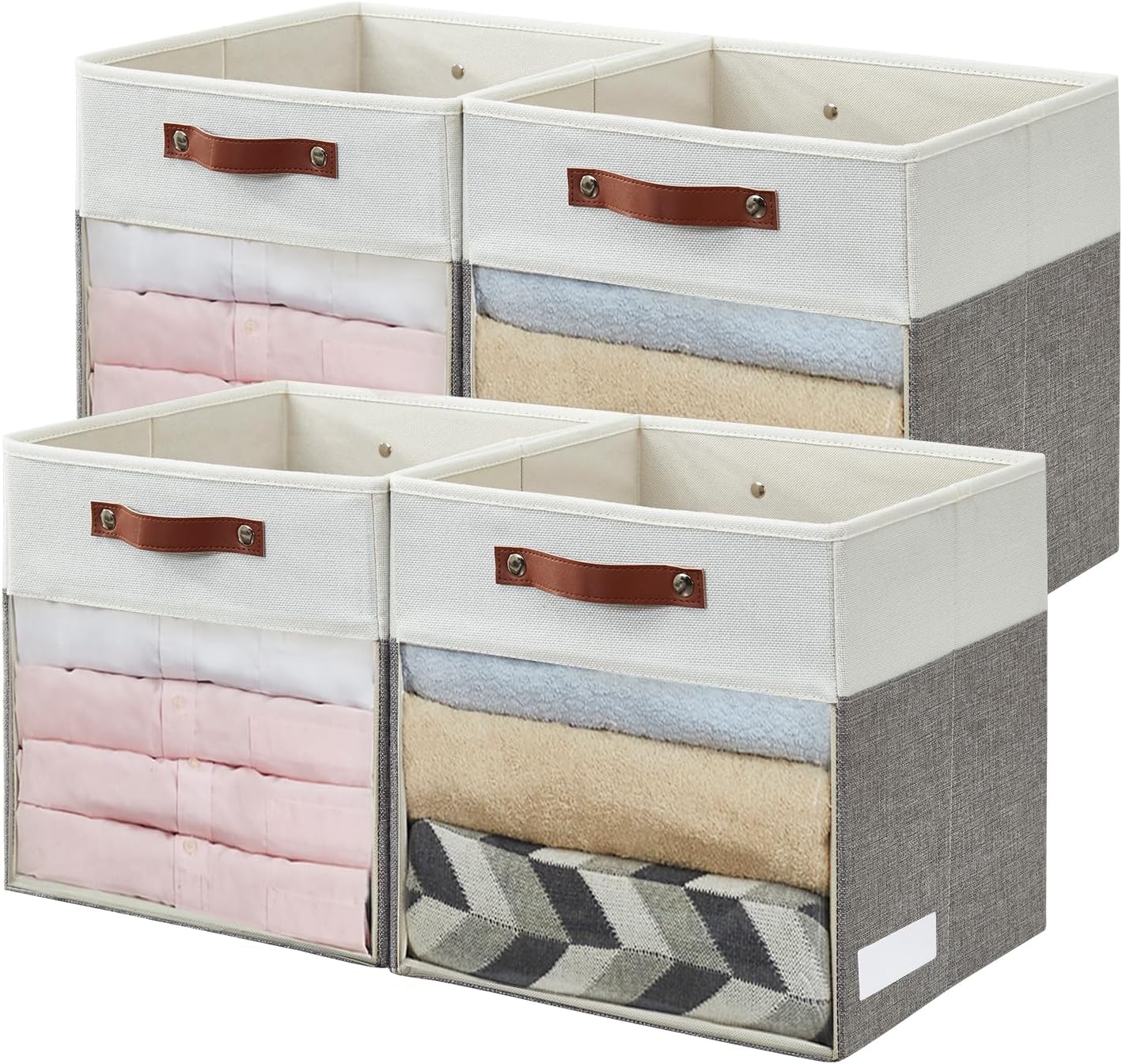 Bagnizer Storage Cubes with Clear Window Linen Fabric