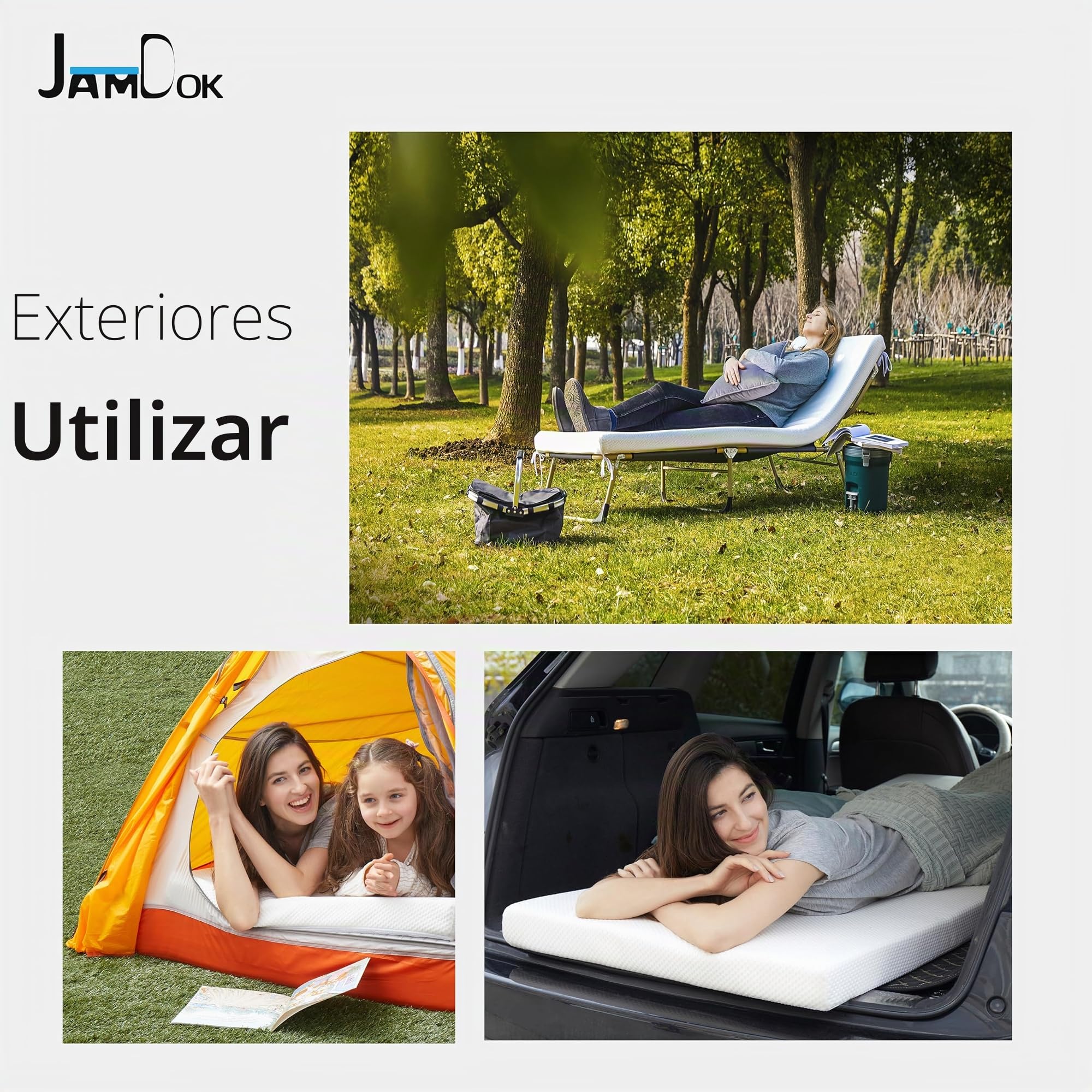 Jamdok Cubrecolchón de espuma individual para cama de camping, colchón de coche, sofá, tapete enrollable, almohadilla plegable para dormir, portátil (190 x 75 x 5 cm)