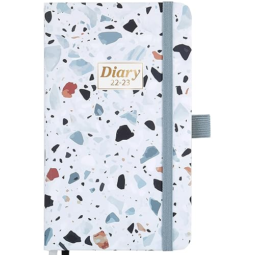 Pocket Diary 2022-2023 - A6 Week to View Diary, August 2022 - July 2023, 6.3" x 3.8", Colorful Cover with Pen Holder, Inner Pocket, Note Pages, Elastic Closure, Monthly Tabs