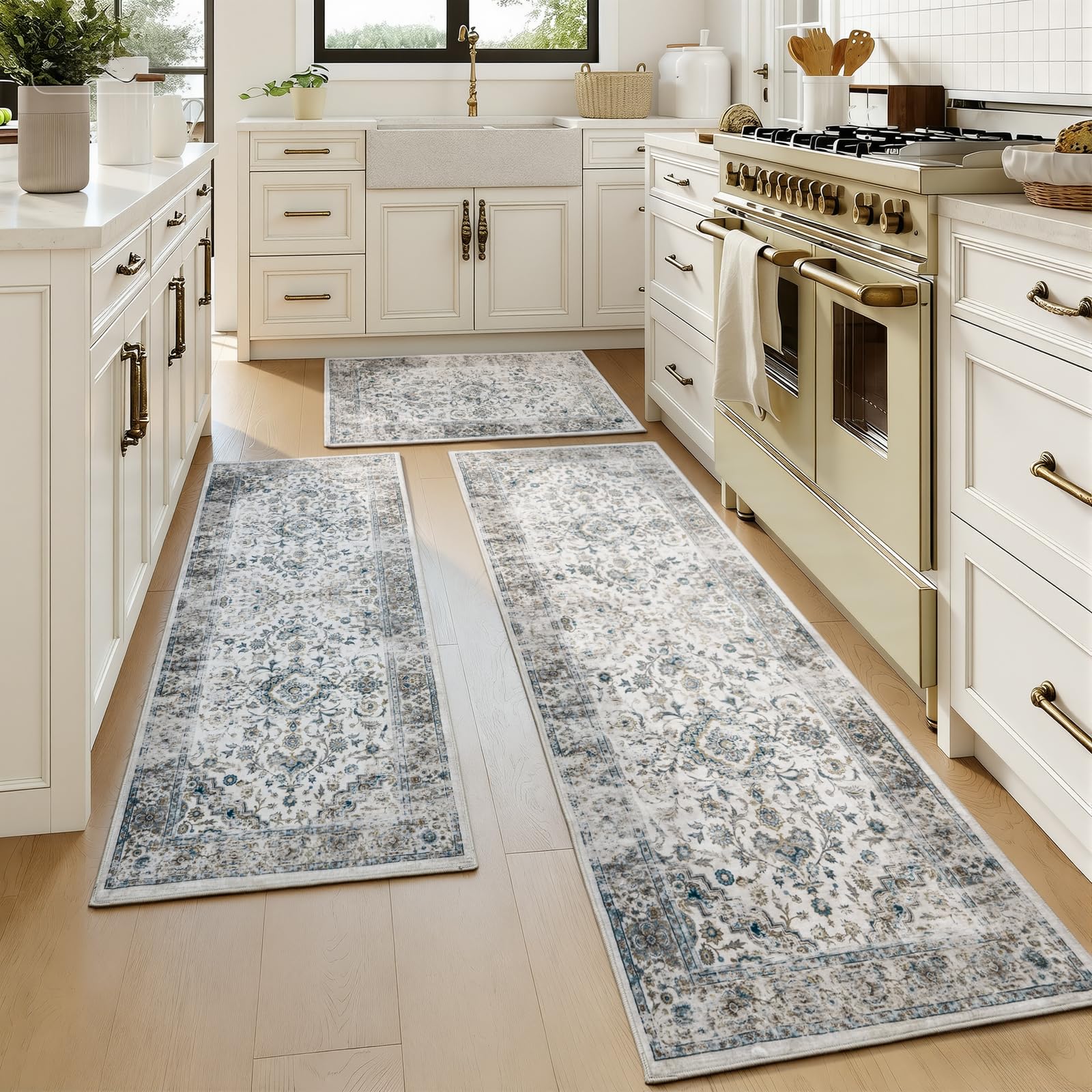 UKISS Boho Washable Kitchen Rugs Sets--3 Pack