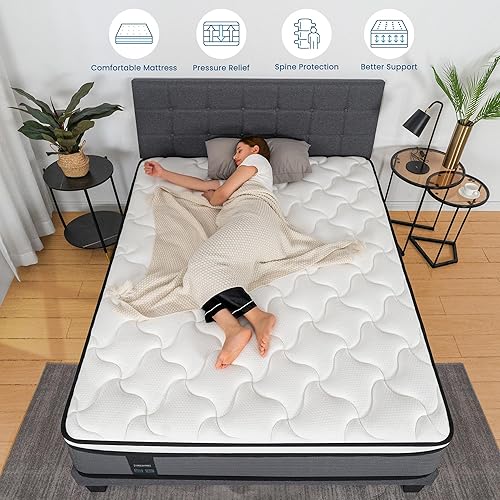 Miniatura 5 de Colchón Queen híbrido de espuma viscoelástica de 12 pulgadas en una caja, firmeza media, transpirable, alivio de presión superior, certificado