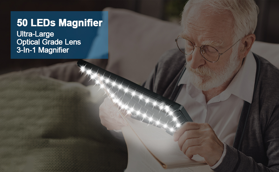 Lente D'Ingrandimento 5X Con 50 LED OBOVO | Lente A Mani Libere Per Lettura E Cucito | Doppia Alimentazione USB/Batterie - Foto 13