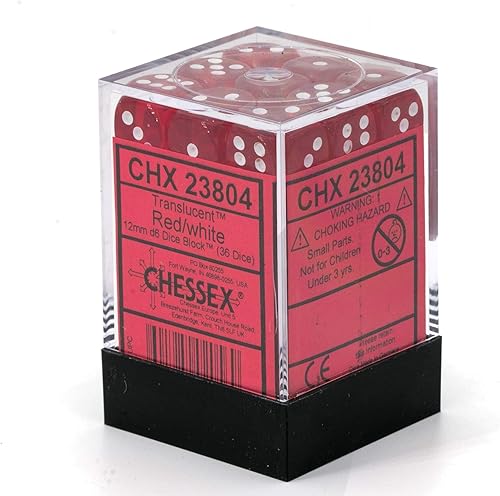Miniatura 4 de Chessex DND - Juego de dados Chessex D&D de 0.472 pulgadas, juego de dados poliédricos de plástico rojo y blanco translúcido, Dungeons and Dragons,