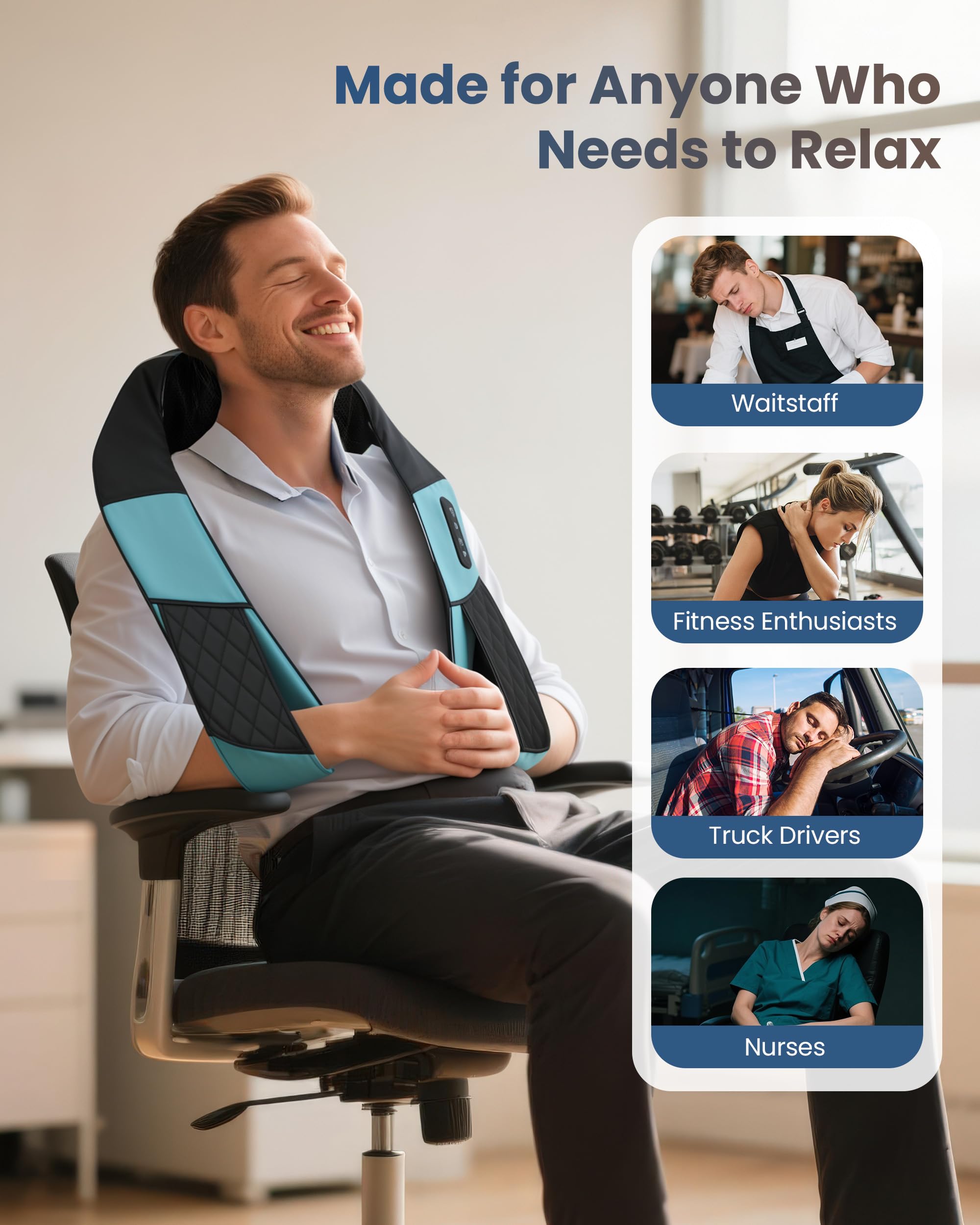 COMFIER 2026 Masajeador Cervical Inalámbrico con Función de Calor, Masajeador Cervical y Espalda Shiatsu 4D, Relajación Profunda para Cuello, Hombros y Espalda, Ideal como Regalo para Madres y Padres