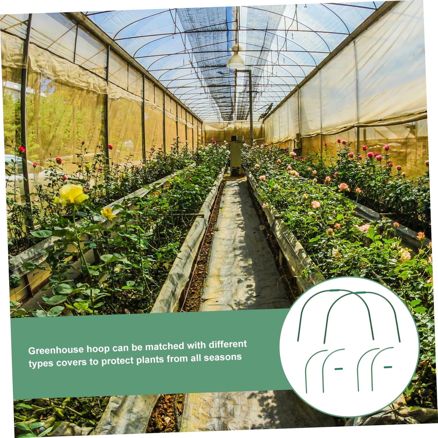4 Sets of Greenhouse Hoops for Gardening Arched Plant Support Rack Weather-Resistant Easy to Install Protects Plants from Birds and Frost
