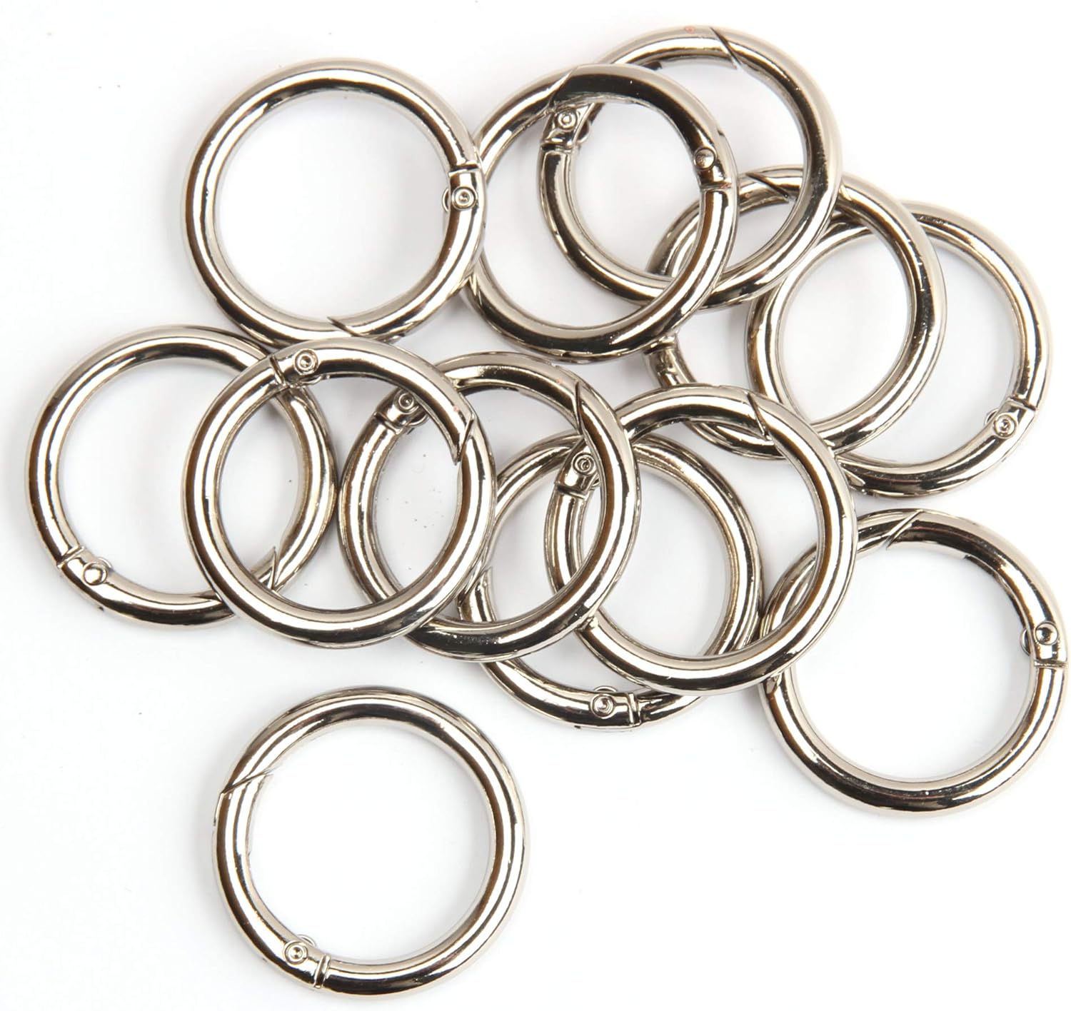 15pcs Trigger Spring O Rings Round Carabiner Clip Snap for Keyrings Buckle, Bags,Purses (Silver, 1 inch) - Image 4