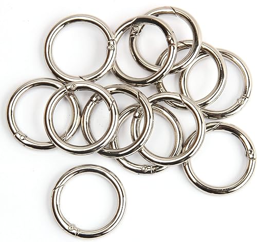 Miniatura 10 de 20 anillos tóricas de resorte gatillo con clip de mosquetón redondo para llaveros, hebilla, bolsas, monederos (plata, 34 pulgadas)