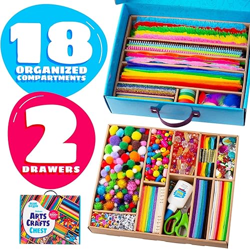 Miniatura 5 de Kit de artes y manualidades para niños, paquete especial, baúl de manualidades de lujo y bolsa de manualidades XXXL - 5000+ piezas