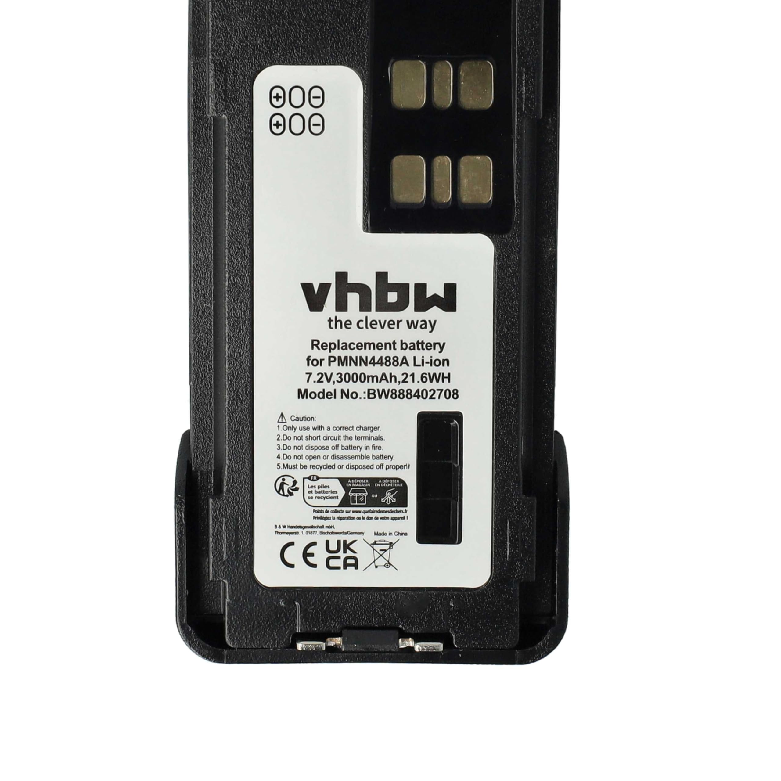 vhbw 5x batteria compatibile con Motorola DP4400, DP4400E, DP4401e, DP4401, DP4600 radio (3000mAh, 7,2V, Li-Ion) + clip