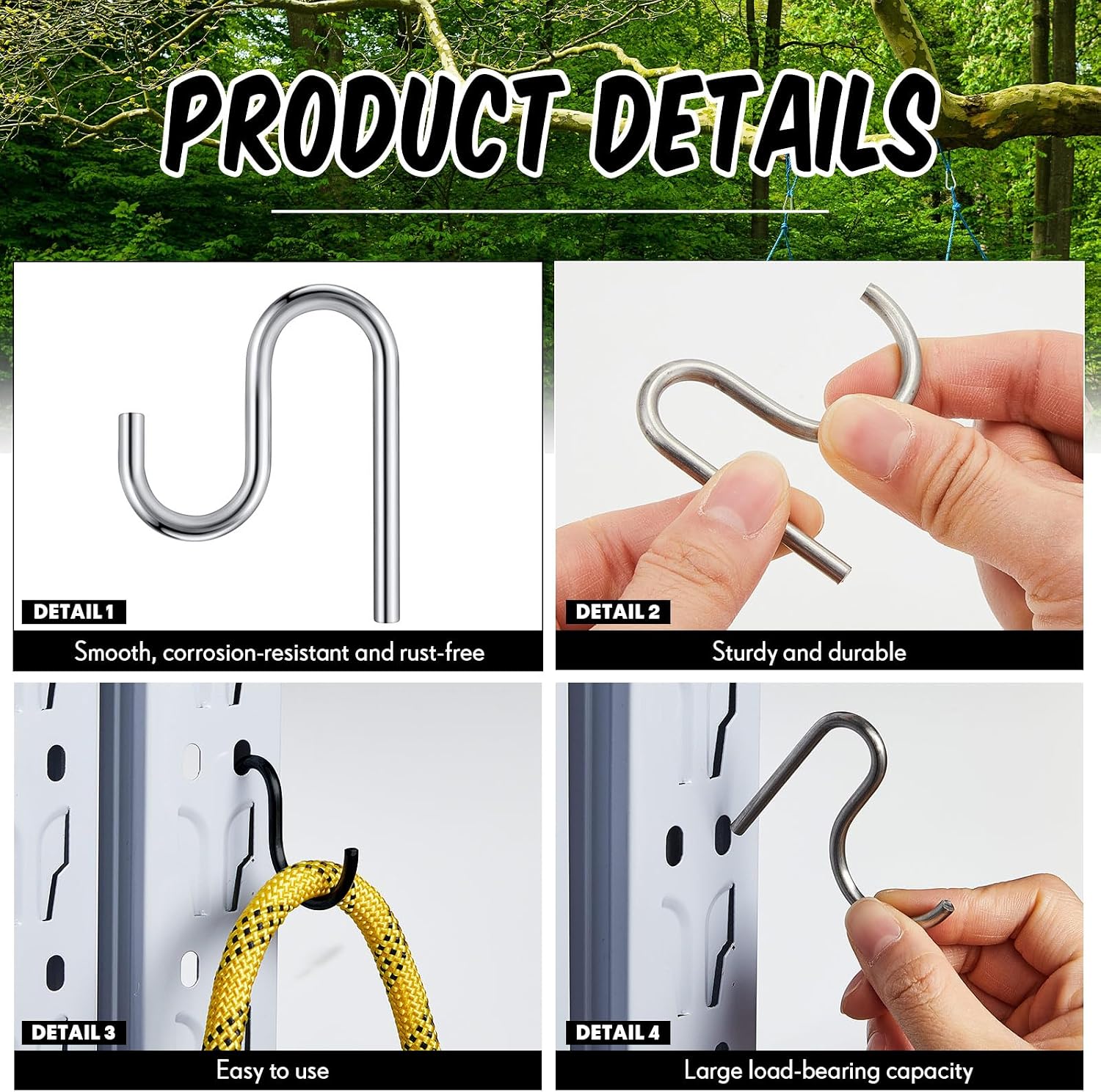 Blulu 20 Pcs 2'' Long Shed Hooks Shed Accessories Without Drilling Hole for Hanging Heavy Duty Individual Utility Hooks Universal Wall Mounted J Utility Hangers for Tools Shovels Rakes (Silver)