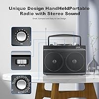 Vista 6 de Radio AM FM portátil con la mejor recepción, radio transistor con enchufe Bluetooth en pared o funciona con batería, conector para auriculares