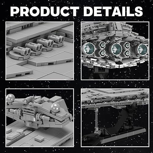 Miniatura 2 de Super Star Destructor Modelo de nave, 1845 piezas de destructor estelar de clase imperial, juguetes de bloques de construcción, impresionante