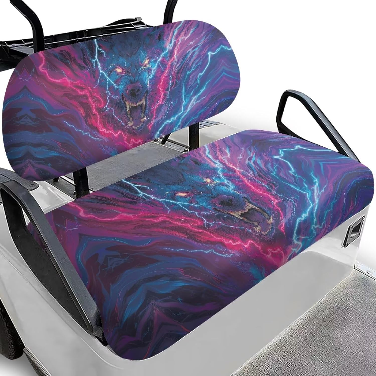 Wolf Print Golf Cart Seat Covers Towel Blanket for EZGO TXT RXV/Club Car DS Precedent Patriotic Golf Car Seat Cushion Cover and Backrest Cover Sets