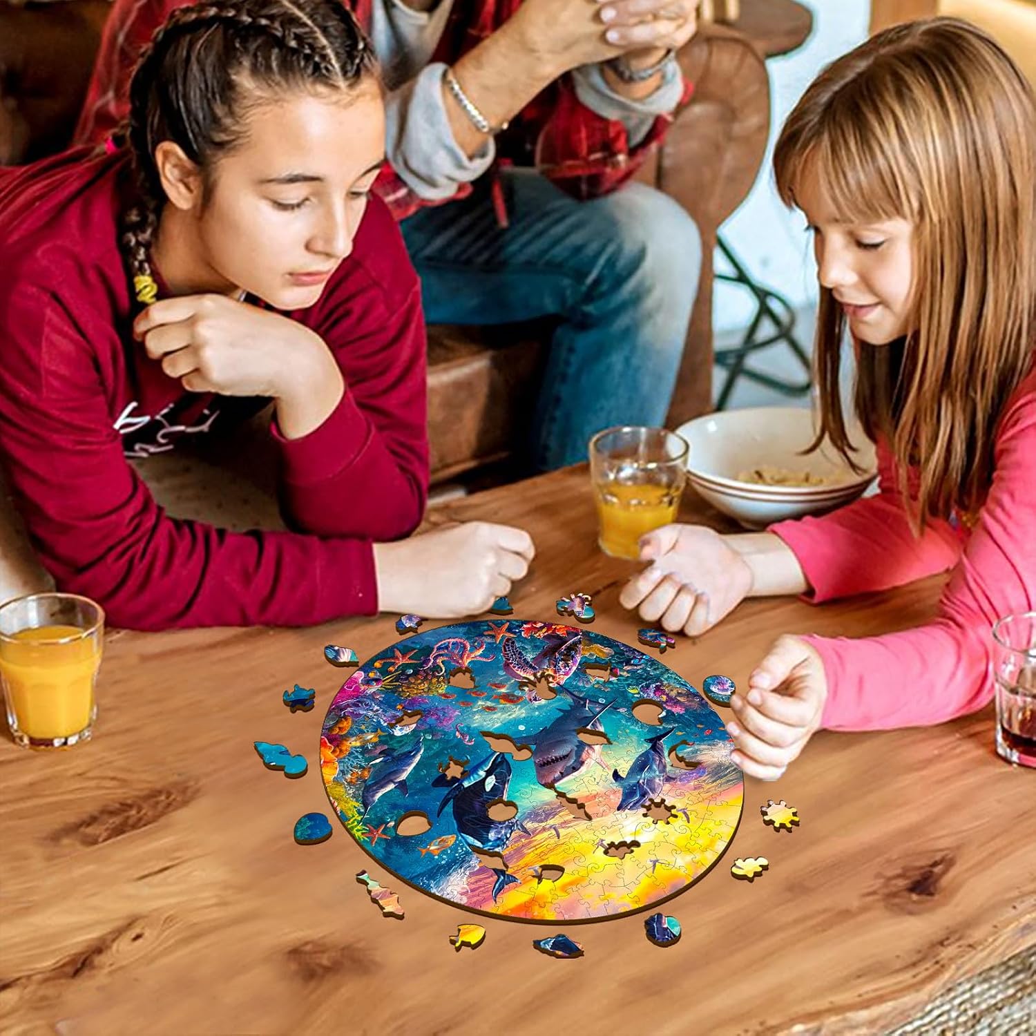 WOODBESTS Wooden Puzzles for Adults, Underwater World Wood Puzzle Adult, Unique Animal Shape Wooden Jigsaw Puzzles, Puzzle Game Gifts for Family Friends Birthday (200pcs, M-11.4 * 11.4in)