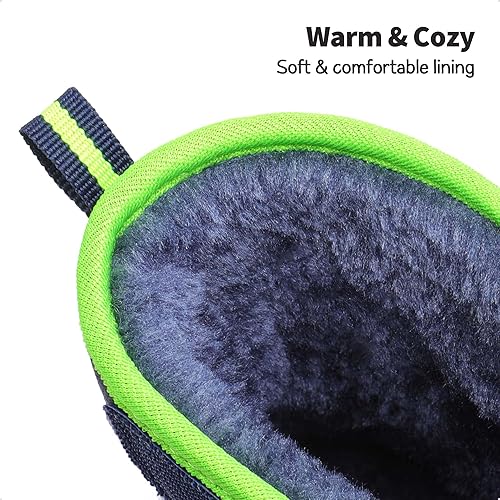 Miniatura 4 de DREAM PAIRS Botas de nieve para niños y niñas, con ranura de cápsula espacial, con velcro y forro de piel sintética, ligeras, a media pantorrilla,