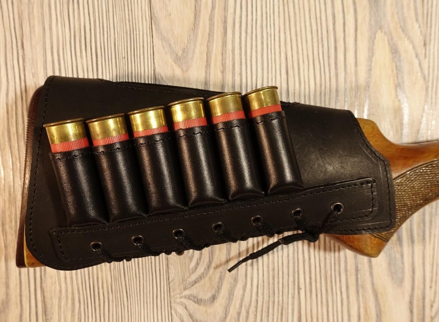 Leather Cartidge Buttstock Shotgun Shell Holder, Hunting Buttstock Ammo Holder Pouch Bag for Rifles, Shotgun Shell Pouch Shell Holder Stock