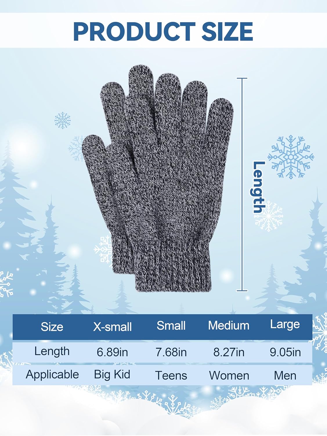 Glooarm 16 Pairs Winter Gloves for Men Women Knit Stretchy Warm Adult Magic Gloves Bulk Pack - Image 2