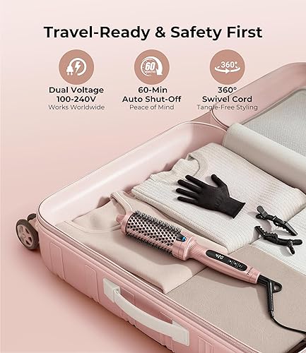 Miniatura 6 de Terviiix Cepillo térmico, 1.5 pulgadas de calentamiento rápido cepillo caliente Get Voluminous Style, Turmalina de cerámica iónico calentado rizador