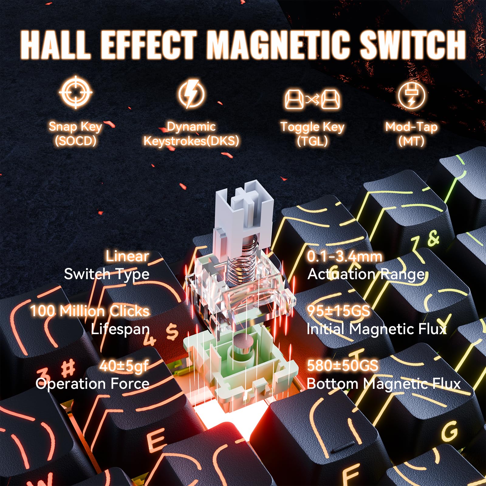 ATTACK SHARK X68MAX HE Teclado Gaming de Aluminio con Cable y Gatillo Rápido,Interruptores Magnéticos, Precisión RT de 0,005mm,Accionamiento Ajustable,8000Hz,Latencia de 0.08ms,RGB (Contornos Negros)