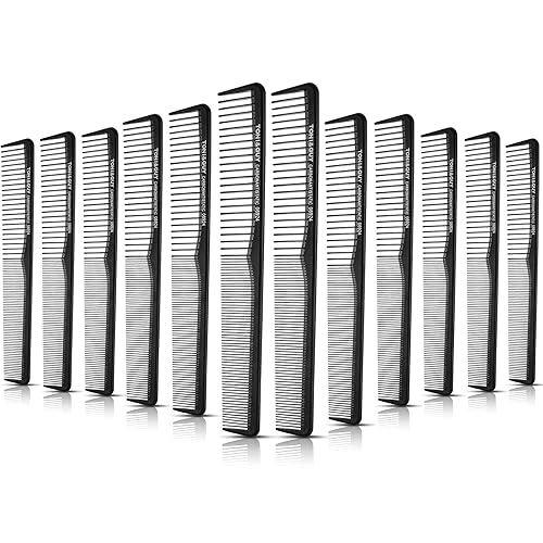 12 peines de pelo negro profesional de 7 pulgadas peines de fibra de carbono para mujer peine de peluquería para estilista peine de dientes