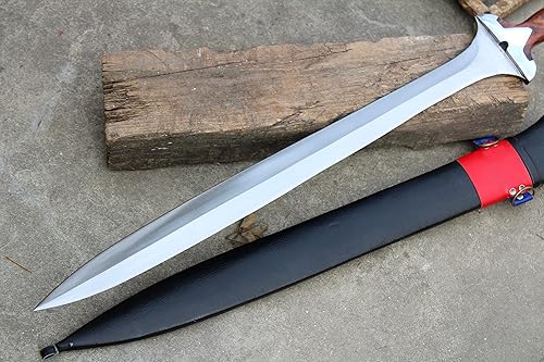 Miniatura 3 de Nepal forged Espada griega Xiphos de 21 pulgadas, réplica de espada forjada, hecha a mano en Nepal, resorte de hoja templado con función de afilado