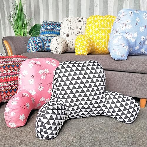 Miniatura 2 de Almohada de lectura con brazosSoporte de espalda para sentarse en la camasofá cuello, lumbar y cojín de apoyo de espalda baja coxis, patrón