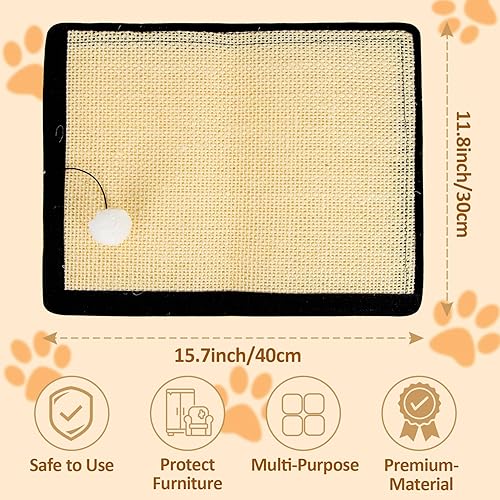 Miniatura 2 de Protector de muebles de arañazos para gatos de 15.7 x 11.8 pulgadas, tapete rascador para gatos para moler garras, uso en el lugar de rascador de